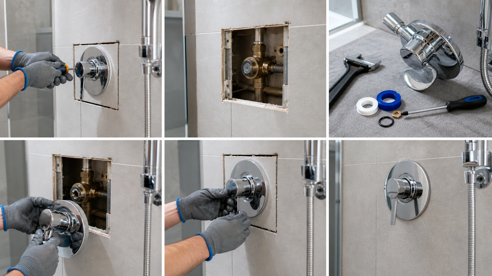 Outils et pièces nécessaires pour remplacer un robinet de douche dans une salle de bain au Québec
