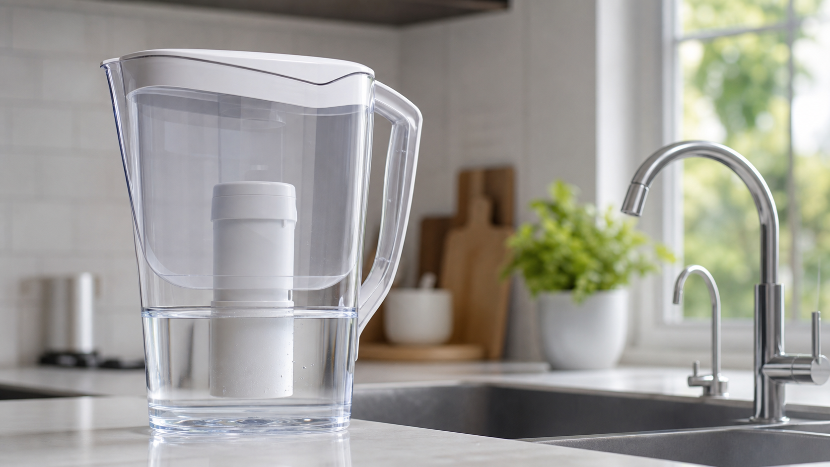 Comparaison osmose inversée vs filtre eau avec pichet filtrant et filtre sur robinet