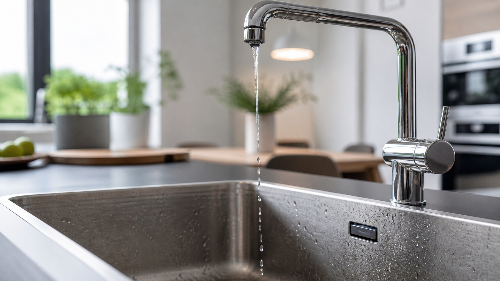Robinet de cuisine avec un faible filet d eau illustrant les causes de basse pression eau dans une maison au Québec