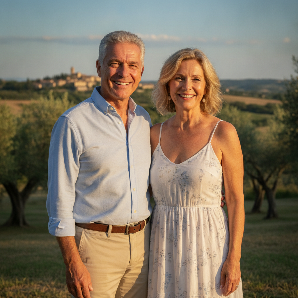 Couple de personnes âgées souriant avec confiance