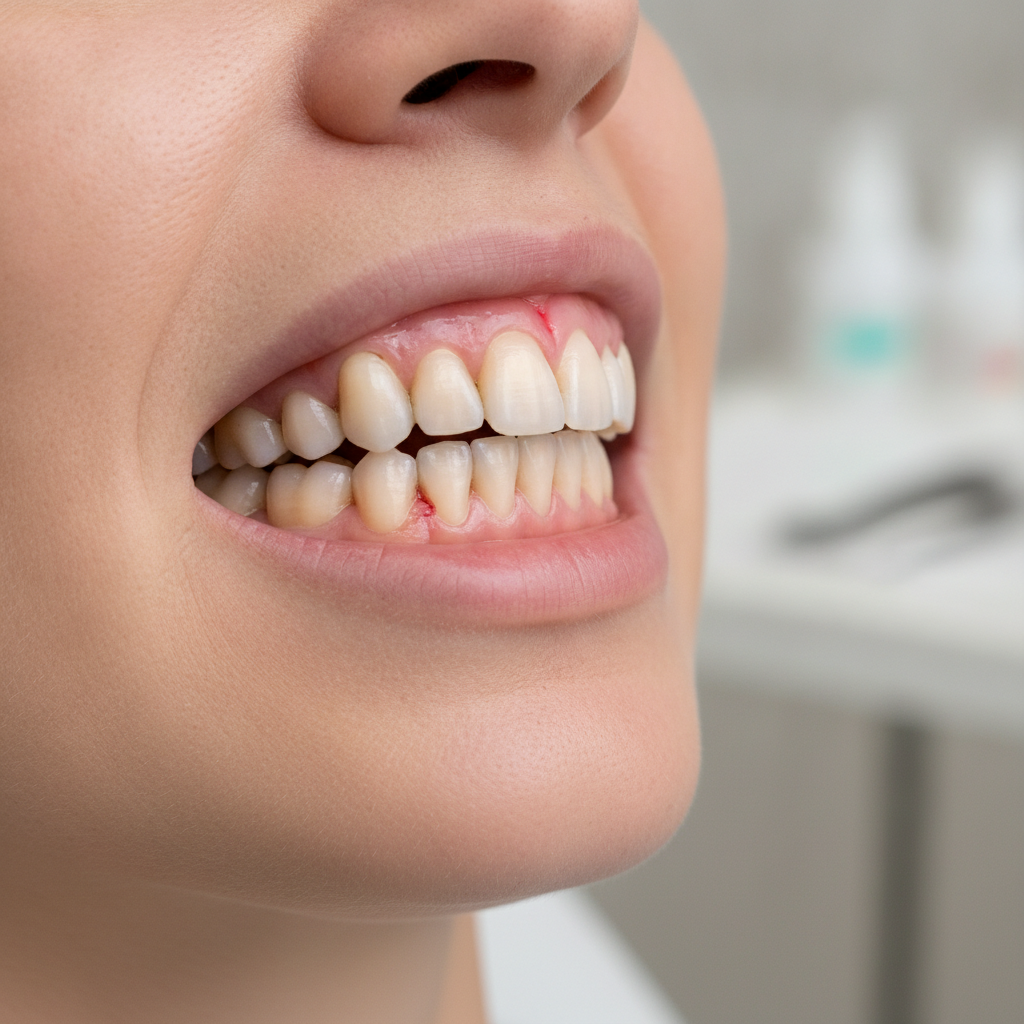 Prothèse immédiate installée après une extraction pour protéger les gencives pendant la guérison