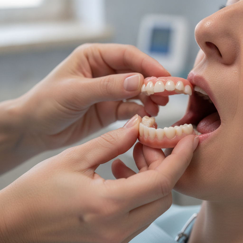 Retirer prothèse dentaire et la remettre avec la bonne technique