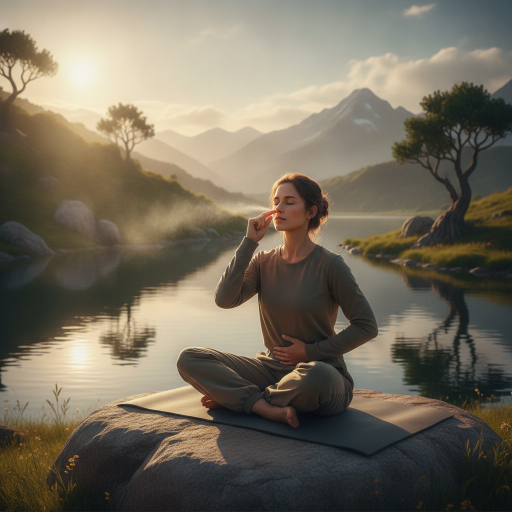 Personne pratiquant une respiration nasale lente pour calmer un haut-le-cœur causé par sa prothèse